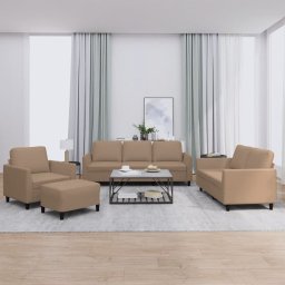 Set de canapele cu perne, 4 piese, cappuccino, piele ecologica GartenMobel Dekor