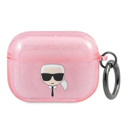 Husă Karl Lagerfeld Glitter Karl Head pentru AirPods Pro – Roz