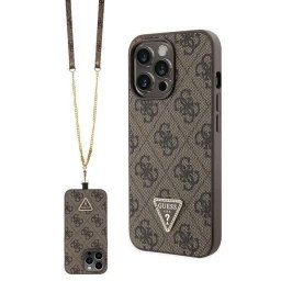 Husa Guess GUHCP13LP4TDSCPW Case for iPhone 13 Pro / 13 - Brown Crossbody 4G Metal Logo