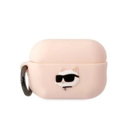 Husa Karl Lagerfeld KLAP2RUNCHP AirPods Pro 2 cover pink/pink Silicone Choupette Head 3D