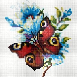 Set goblen cu diamante, cu sasiu, Fluture paun, 20x20 cm