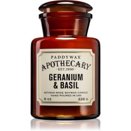 Paddywax Apothecary Geranium & Basil lumânare parfumată 226 g