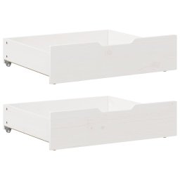 Sertare de pat, 2 buc., 65x55x16 cm, alb, lemn masiv de pin GartenMobel Dekor