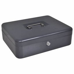 Cutie de Bani cu blocare Gri închis 30 x 24 x 9 cm Otel GartenMobel Dekor