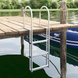 Ladder dock cu 3 pasi Argintiu 45 x 11,5 x 134 cm Aluminiu GartenMobel Dekor