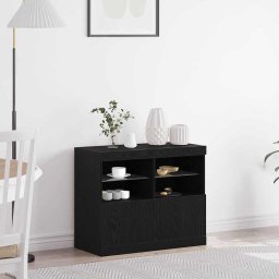 Bufet LED Negru 81 x 37 x 66,5 cm Lemn compozit GartenMobel Dekor