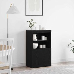 Bufet LED Negru 60 x 37 x 100 cm Lemn compozit GartenMobel Dekor