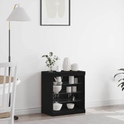 Bufet LED Stejar Negru 60,5 x 37 x 67 cm Lemn compozit GartenMobel Dekor