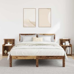 Set 2 noptiere dormitor din lemn compozit, finisaj lemn vechi, 40x35x60 cm