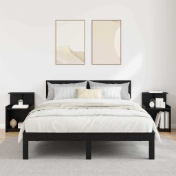 Set 2 noptiere stejar negru, 40x35x60 cm, cu rafturi, pentru dormitor