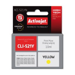 Activejet ACC-521YN ink for Canon printer; Canon CLI-521Y replacement; Supreme; 10 ml; yellow