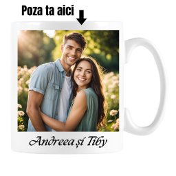 Cana alba personalizata cu poza ta si text (optional)