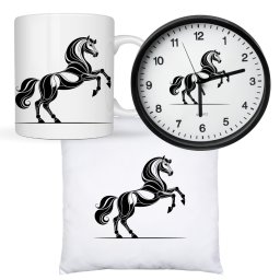 Set cana, perna si ceas silentios design alb negru Cal robotic