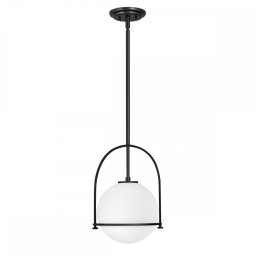 Pendul Somerset QN-SOMERSET-P-O-BK, 1xE27, H:min 50,3 cm - max 129,4 cm, D:28,9 cm, metal negru, sticlă opal