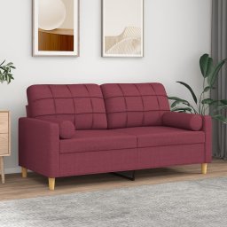 Gossi canapea cu 2 locuri cu pernute, rosu vin, 140 cm, textil