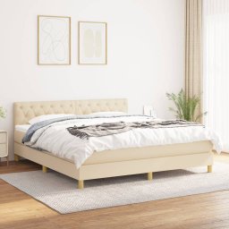 Gossi pat box spring cu saltea, crem, 160x200 cm, material textil
