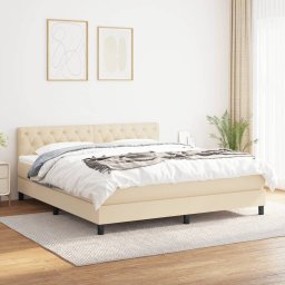 Gossi pat box spring cu saltea, crem, 160x200 cm, material textil