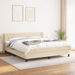 Gossi pat box spring cu saltea, crem, 160x200 cm, material textil