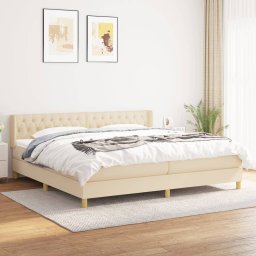 Gossi pat box spring cu saltea, crem, 160x200 cm, material textil