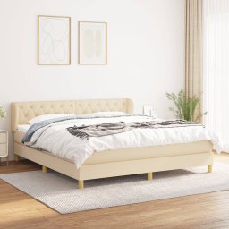 Gossi pat box spring cu saltea, crem, 160x200 cm, material textil