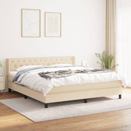 Gossi pat box spring cu saltea, crem, 160x200 cm, material textil
