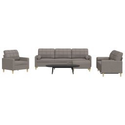 Gossi set canapele cu taburet si perne, 4 piese, taupe, textil