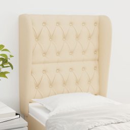 Gossi tablie de pat cu aripioare, crem, 83x23x118/128 cm, textil