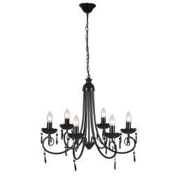Lampa de tavan candelabru elegant negru 6 fasunguri pentru becuri