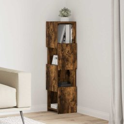Dulap de colt Stejar fumuriu 25,5x25x102cm Lemn compozit GartenMobel Dekor