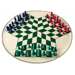 Set de sah pentru 3 jucatori , tabla vinil + piese din plastic