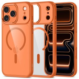 Husa Husă Tech-Protect Magmat MagSafe pentru iPhone 17 Pro Max, spate transparent, compatibilă MagSafe, cosmic orange/transparent