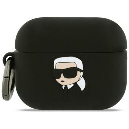 Husă Karl Lagerfeld Silicone Karl Head 3D pentru AirPods Pro 3 – Negru