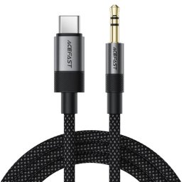 Accesorii Audio Hi-Fi Cablu Audio, Jack 3.5mm la Type-C, Aluminiu + Nailon, 1m - (J11) - Black