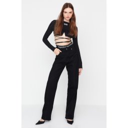 Blugi Trendyol X Sagaza Studio Black Wide Leg