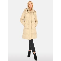 PERSO Woman's Women's long real down jacket decorated with strings, color