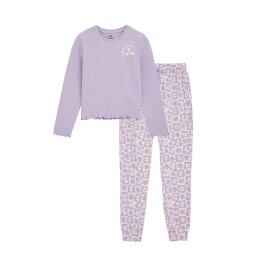 WE Fashion Pijamale mov lavandă / roz pal / alb murdar