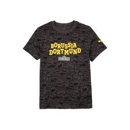 PUMA Tricou 'BVB x Sesame Street' galben / gri metalic / negru / alb
