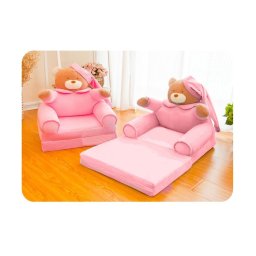 Fotoliu Extensibil din plus si 2 placi burete Ursuletul Somnoros cu Fes Roz