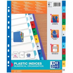 Index plastic color 1-12 A4 XL 120 microni Oxford