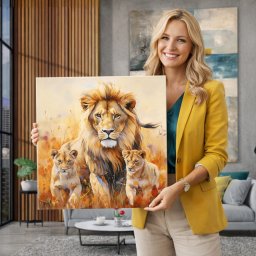 Tablou Canvas Regele Leu – Forță și Protecție ANLS46 (Optiuni Tablou: 80x80cm)