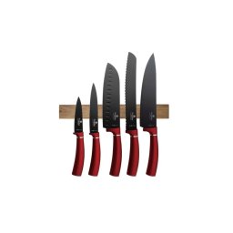 BERLINGER HAUS BH/2886 Burgundi set cuțite akácfa magnetic cu cuier 6buc