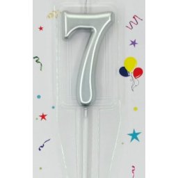 Lumanare tort cifra 7 argintiu metalic 7 cm
