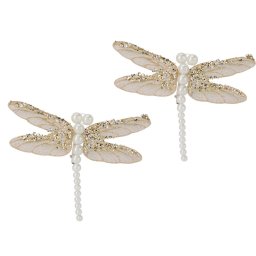 Set de decorațiuni de Crăciun Libelula, aurie,13x9x1,5cm, cu clemă, SET DE 2 BUCĂȚI, auriu