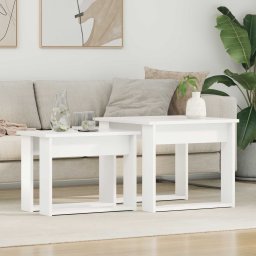 Set de masute de cafea 2 pcs Alb Lemn compozit GartenMobel Dekor