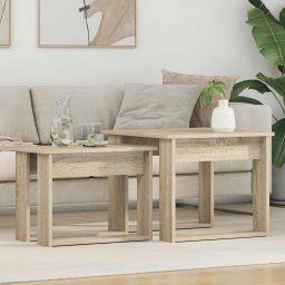 Set de masute de cafea 2 pcs Stejar Sonoma Lemn compozit GartenMobel Dekor