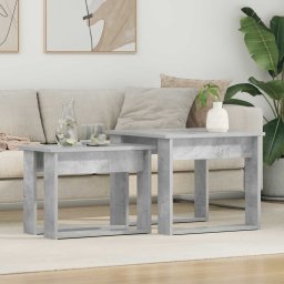 Set de masute de cafea 2 pcs Gri din beton Lemn compozit GartenMobel Dekor