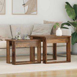 Set de masute de cafea 2 pcs Lemn vechi Lemn compozit GartenMobel Dekor