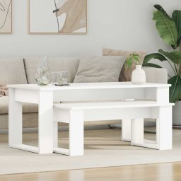 Set de masute de cafea 2 pcs Alb Lemn compozit GartenMobel Dekor