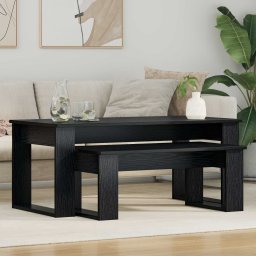 Set de masute de cafea 2 pcs Stejar Negru Lemn compozit GartenMobel Dekor