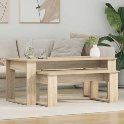 Set de masute de cafea 2 pcs Stejar Sonoma Lemn compozit GartenMobel Dekor
